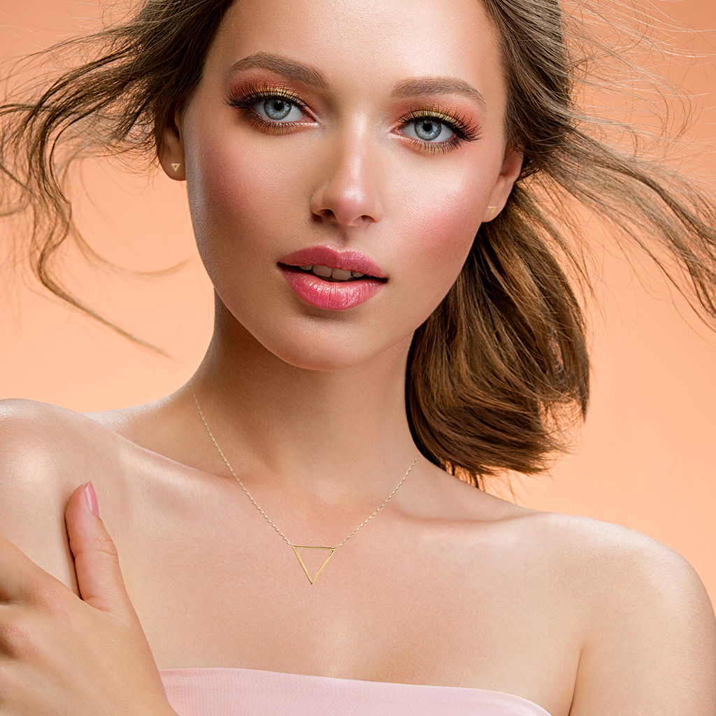 Mystigrey Aria 18K Gold Plated Triangle and 925 Sterling Silver Plated Rhodium Necklace for Women