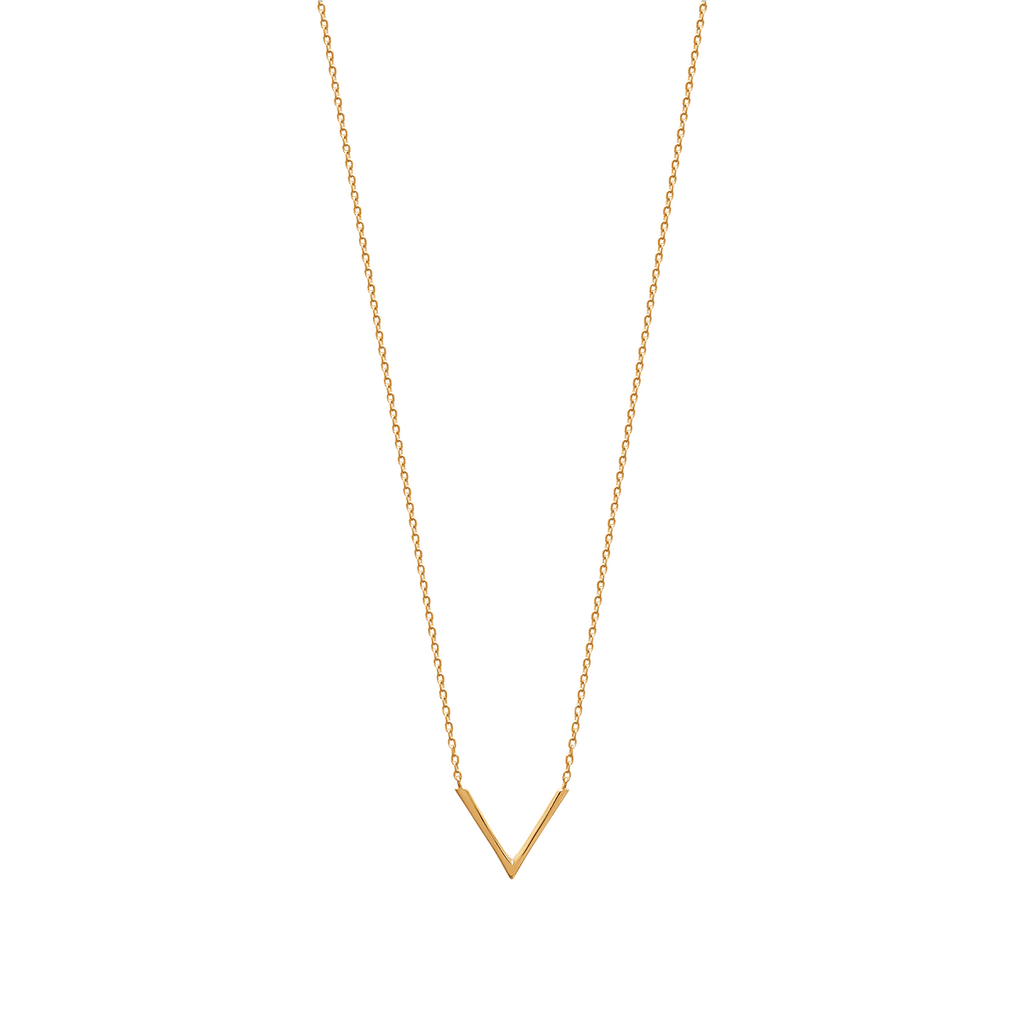 Mystigrey Aria .925 Sterling Silver Plated Rhodium and 18K Gold Plated V Necklace