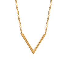 Load image into Gallery viewer, Mystigrey Aria .925 Sterling Silver Plated Rhodium and 18K Gold Plated V Necklace
