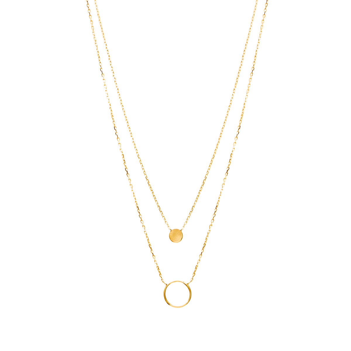 Mystigrey Oriel Double Circle .925 Sterling Silver Plated Rhodium and 18K Gold Plated Necklace