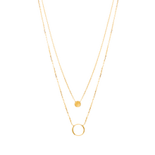 Load image into Gallery viewer, Mystigrey Oriel Double Circle .925 Sterling Silver Plated Rhodium and 18K Gold Plated Necklace
