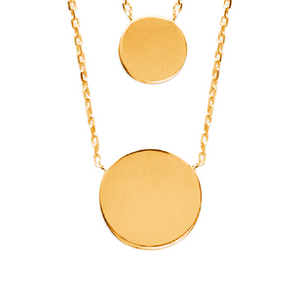 Mystigrey Lucy Double Circle 18K Gold Plated  Dual Necklace for Women two Circles