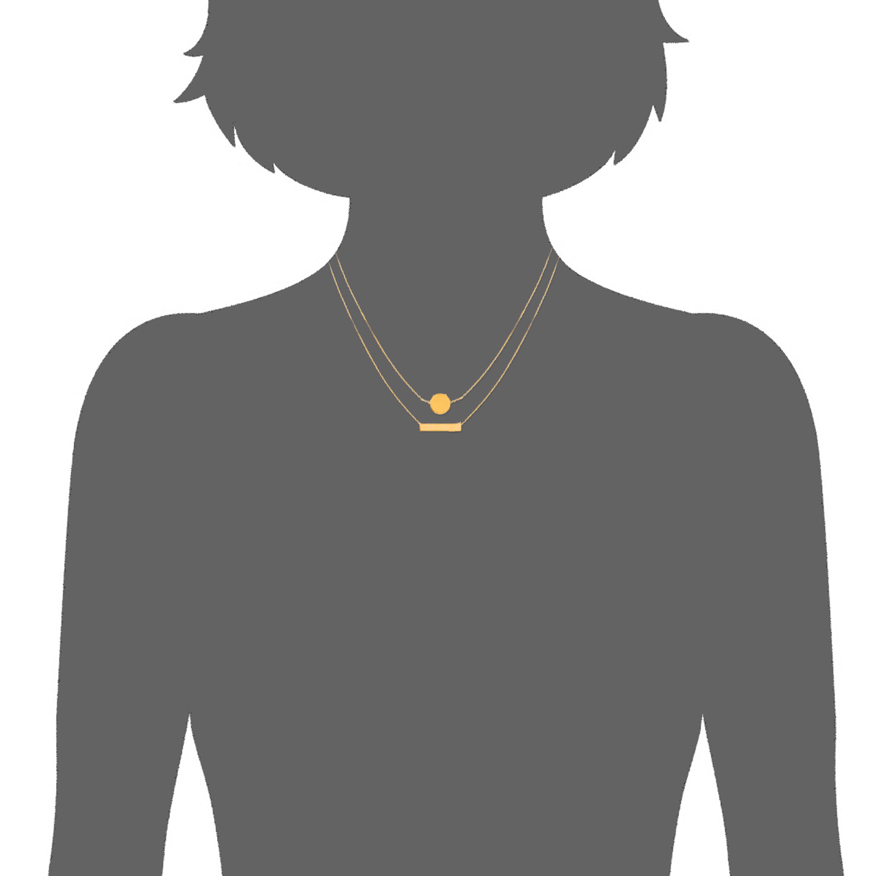 Mystigrey Lucy Circle 18K Gold Plated  Dual Necklace for Women Circle Bar