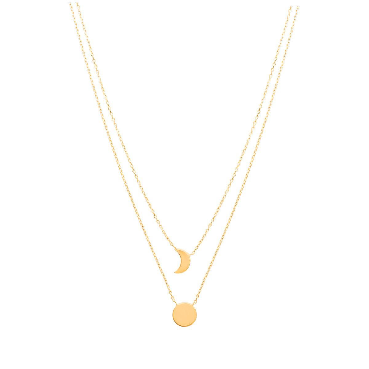 Mystigrey Moon .925 Sterling Silver Plated Rhodium and 18K Gold Plated Dual Necklace