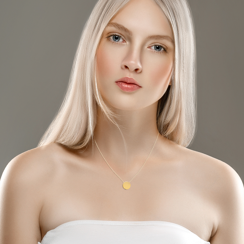 Mystigrey Lucy Circle 925 Sterling Silver Plated Rhodium and 18K Gold Plated Necklace for Women One Circle