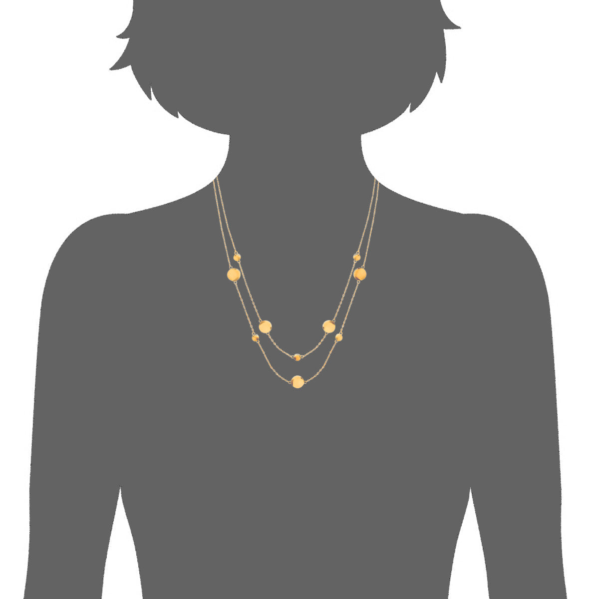 Lucy Dual Dot Necklace in 18K Gold Plated, view 3