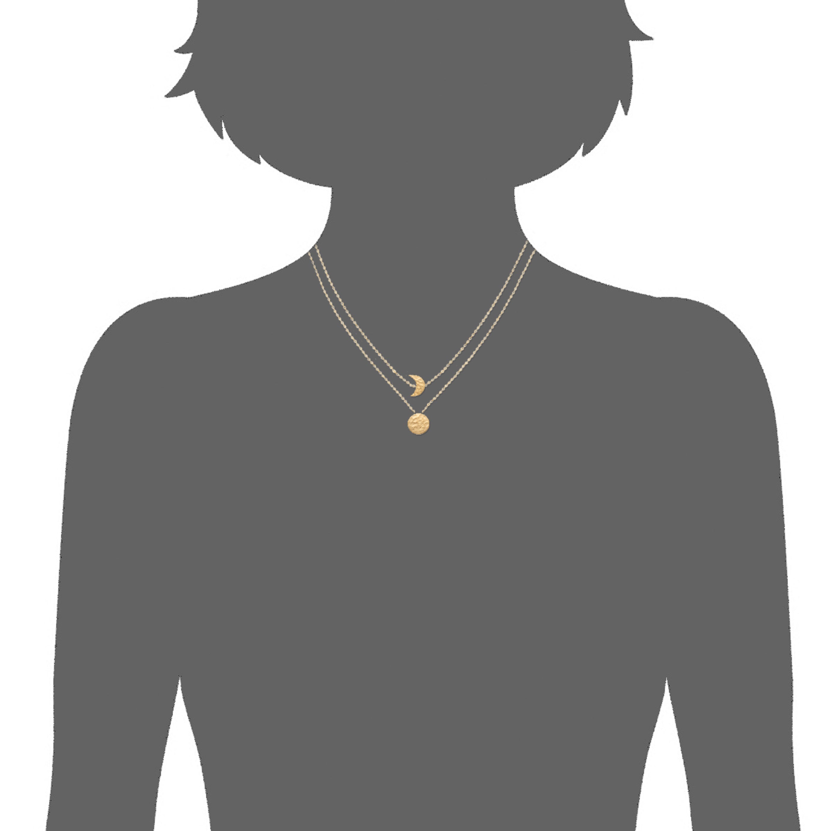 Mystigrey Moon .925 Sterling Silver Plated Rhodium and 18K Gold Plated Dual Necklace