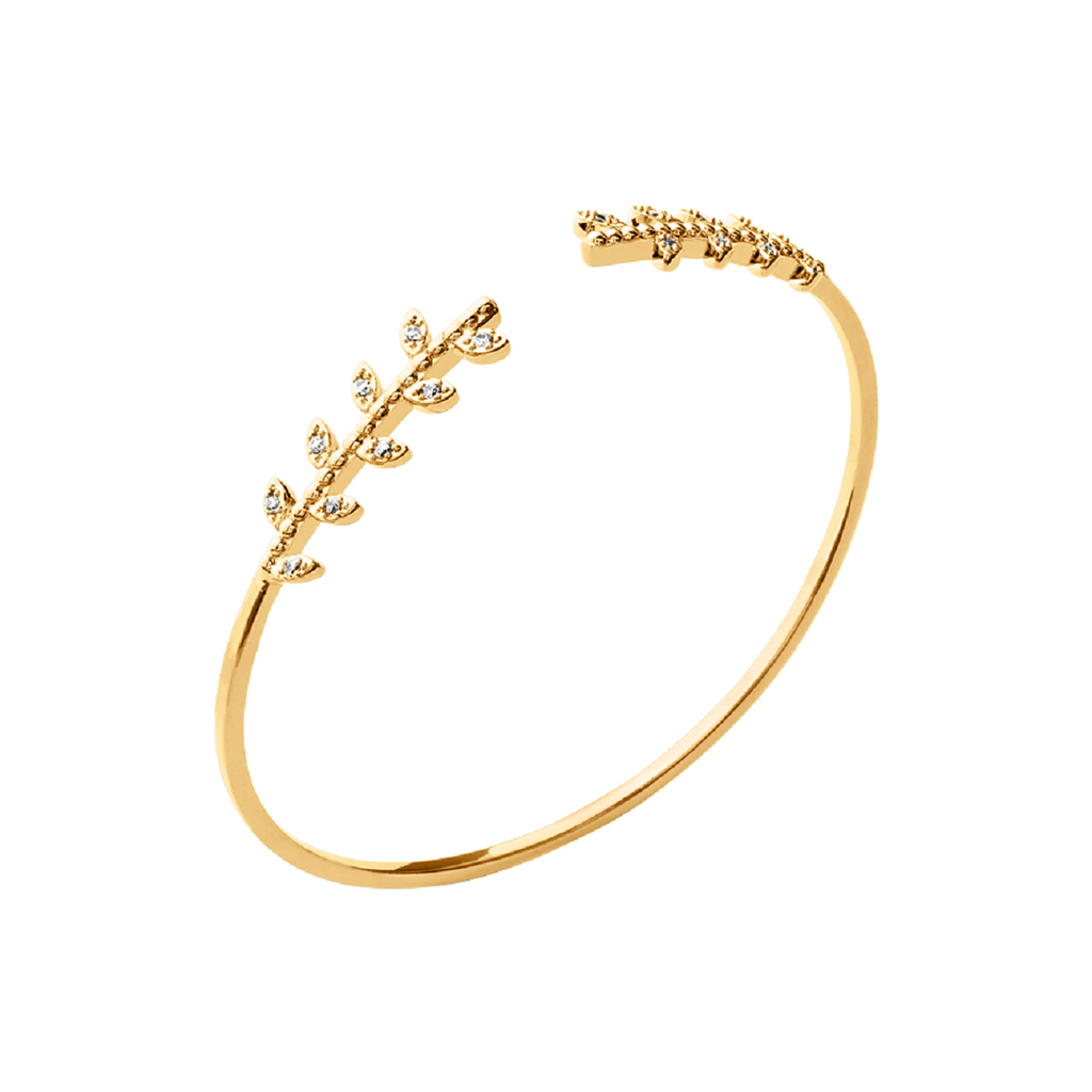 Mystigrey Eden .925 Sterling Silver Plated Rhodium and 18K Gold Plated Bangle for Women  with Cubic Zirconia