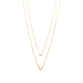 Mystigrey Victoria .925 Sterling Silver Plated Rhodium and 18K Gold Plated  Dual Necklace for Women with V and Cubic Zirconia