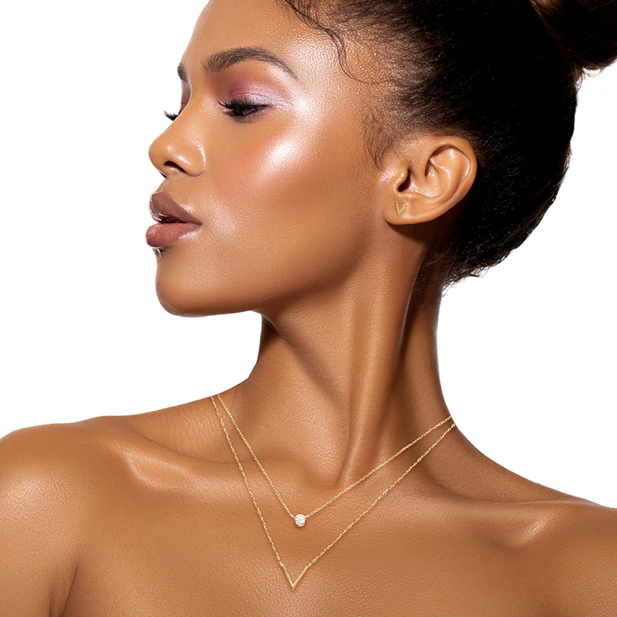 Mystigrey Victoria .925 Sterling Silver Plated Rhodium and 18K Gold Plated  Dual Necklace for Women with V and Cubic Zirconia