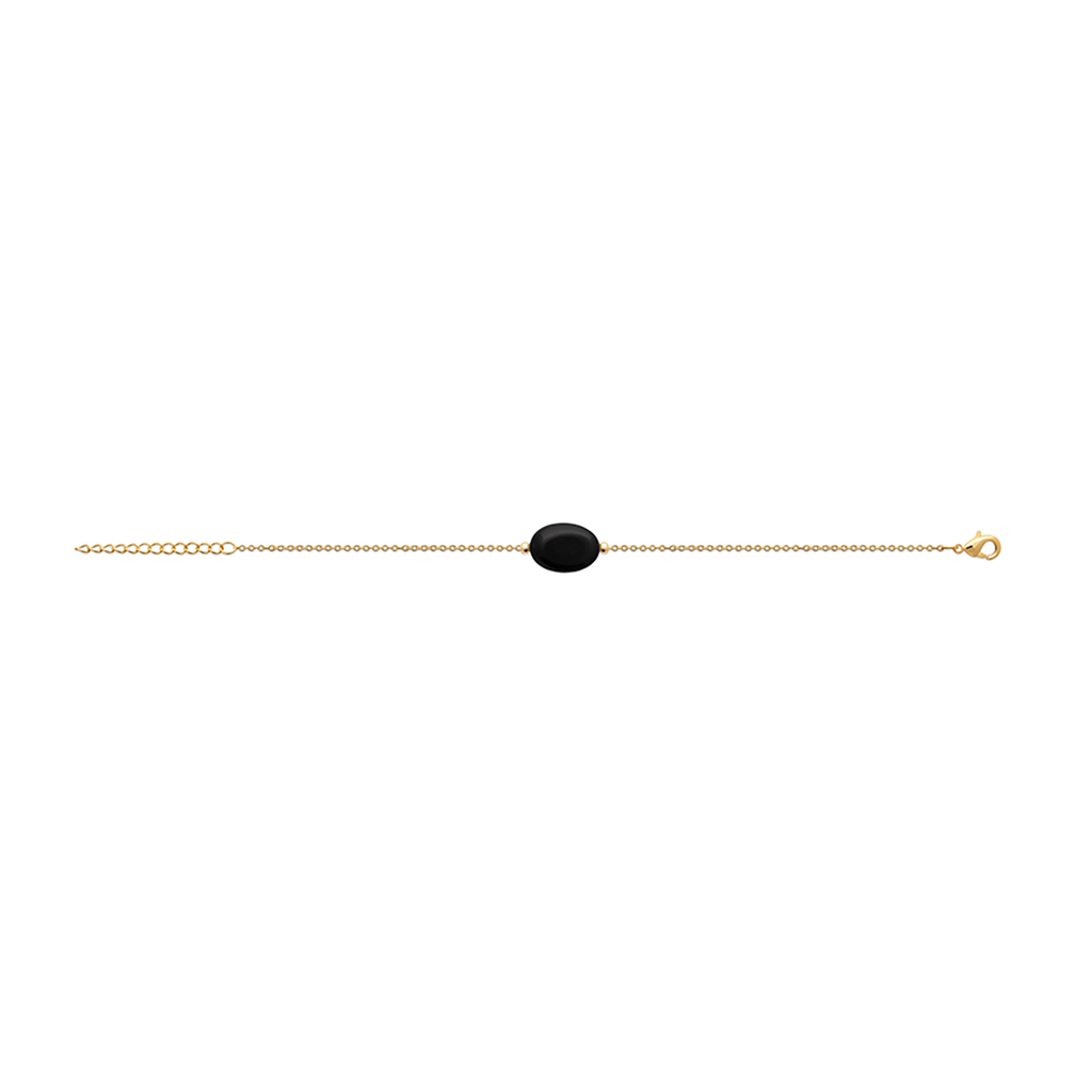 Mystigrey Serenity 18K Gold Plated Bracelet for Women Violet Amethyst, Black Agate and White Quartz Large