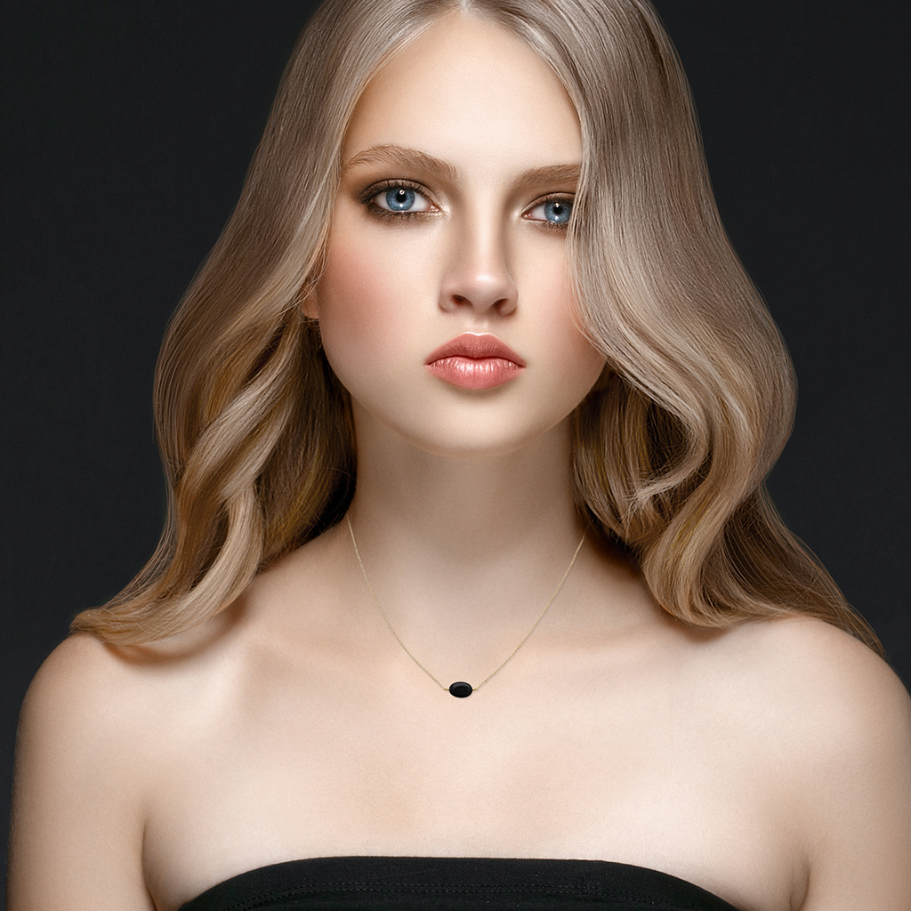 Mystigrey Serenity 18K Gold Plated  Necklace for Women Gold Available in Black Agate, Purple Amethyst, Green Aventurine or White Quartz Large