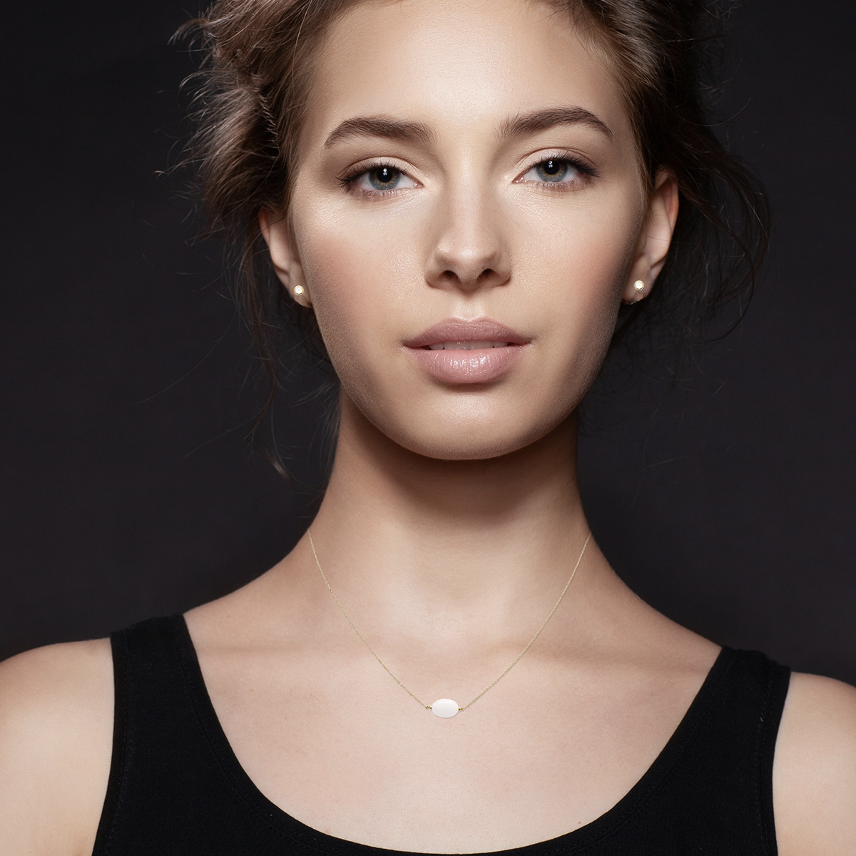 Mystigrey Serenity 18K Gold Plated  Necklace for Women Gold Available in Black Agate, Purple Amethyst, Green Aventurine or White Quartz Large