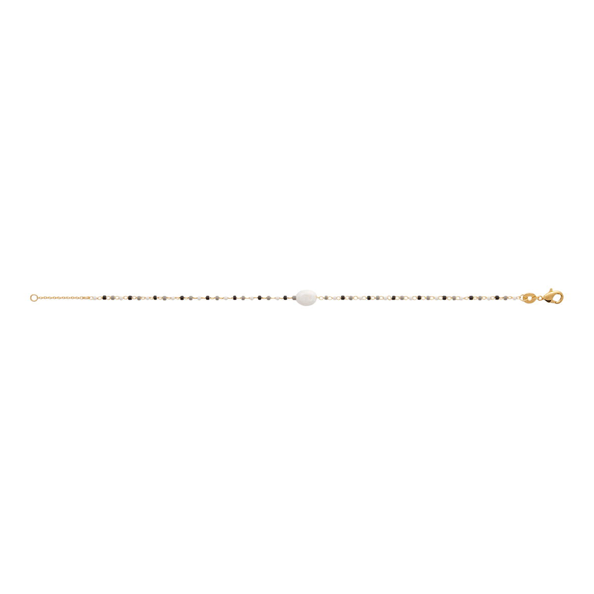 Mystigrey Agatha 18K Gold Plated Bracelet for Women Available in Black Agate, Blue Amazonite, Pink Quartz, Green Aventurine, and White Moonstone