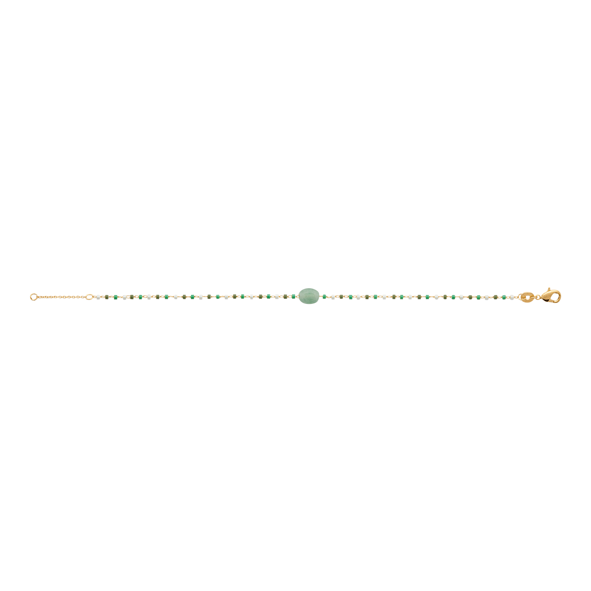 Mystigrey Agatha 18K Gold Plated Bracelet for Women Available in Black Agate, Blue Amazonite, Pink Quartz, Green Aventurine, and White Moonstone