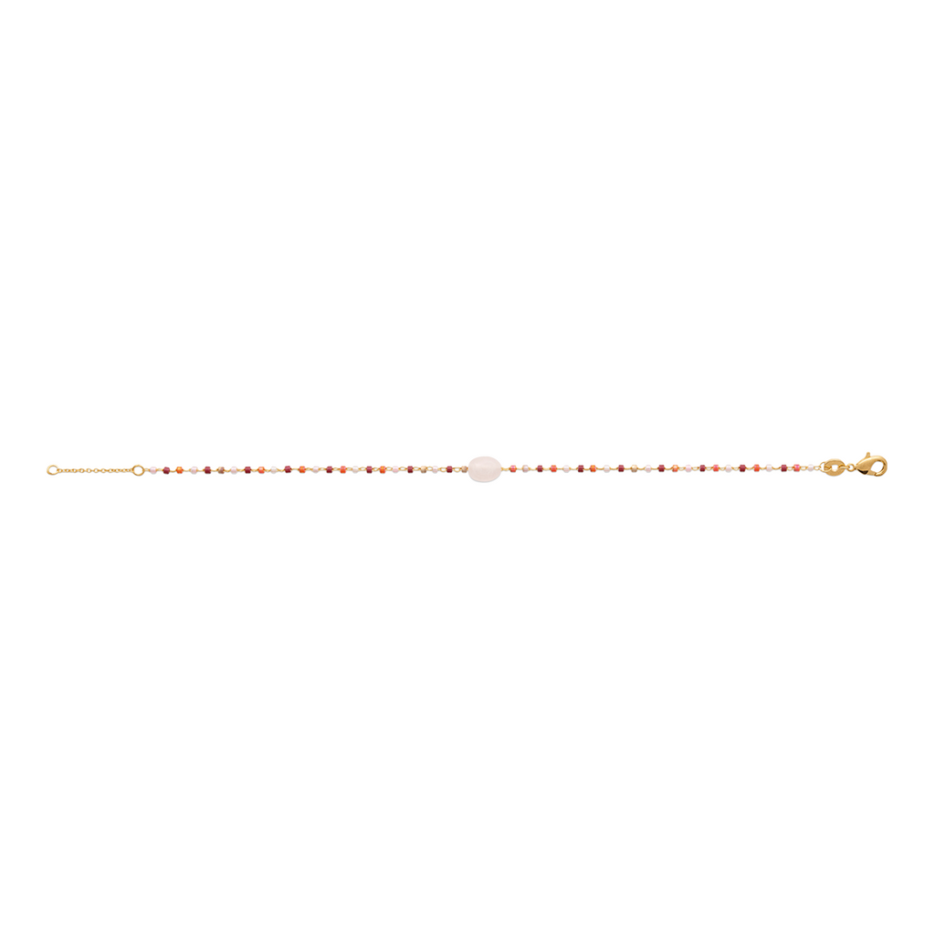 Mystigrey Agatha 18K Gold Plated Bracelet for Women Available in Black Agate, Blue Amazonite, Pink Quartz, Green Aventurine, and White Moonstone