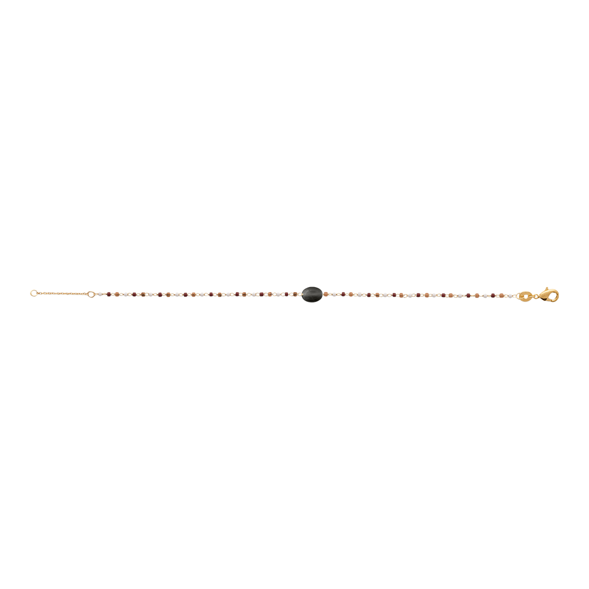 Mystigrey Agatha 18K Gold Plated Bracelet for Women Available in Black Agate, Blue Amazonite, Pink Quartz, Green Aventurine, and White Moonstone