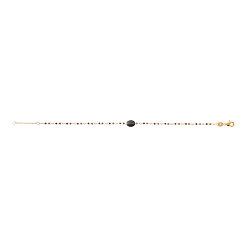 Mystigrey Agatha 18K Gold Plated Bracelet for Women Available in Black Agate, Blue Amazonite, Pink Quartz, Green Aventurine, and White Moonstone