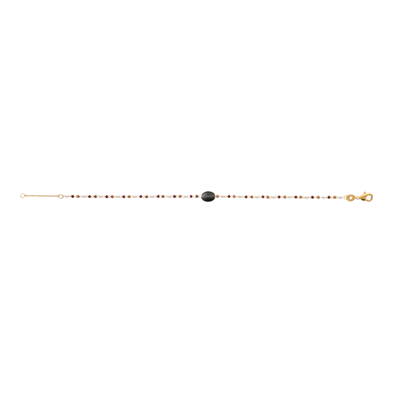 Mystigrey Agatha 18K Gold Plated Bracelet for Women Available in Black Agate, Blue Amazonite, Pink Quartz, Green Aventurine, and White Moonstone