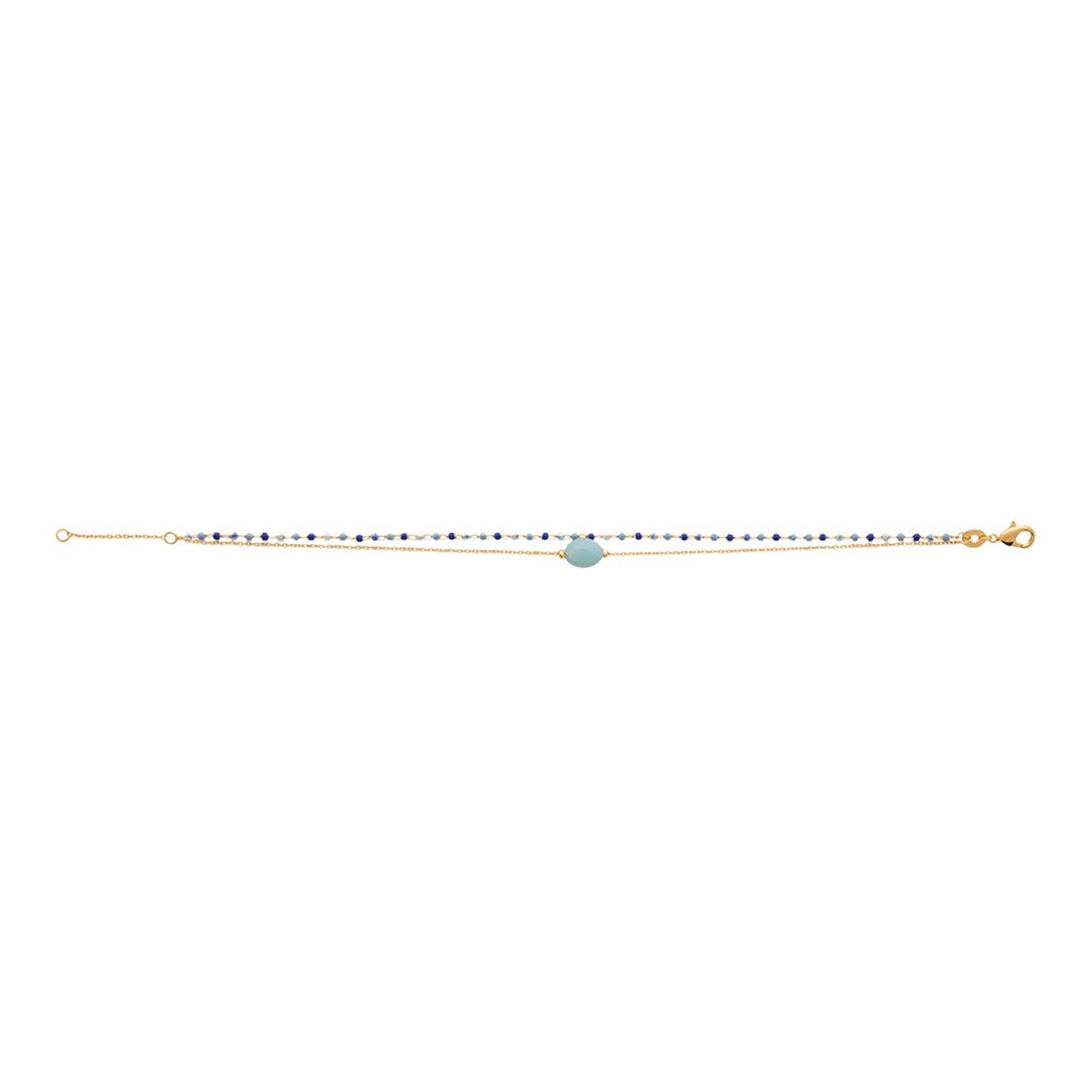 Mystigrey Agatha 18K Gold Plated Double Bracelet for Women Available in Black Agate, Pink Quartz, Green Aventurine, nd White Moonstone