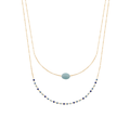 Mystigrey Agatha 18K Gold Plated  Double Necklace for Women Available in Black Agate, Blue Amazonite, Pink Quartz, Green Aventurine and White Moonstone