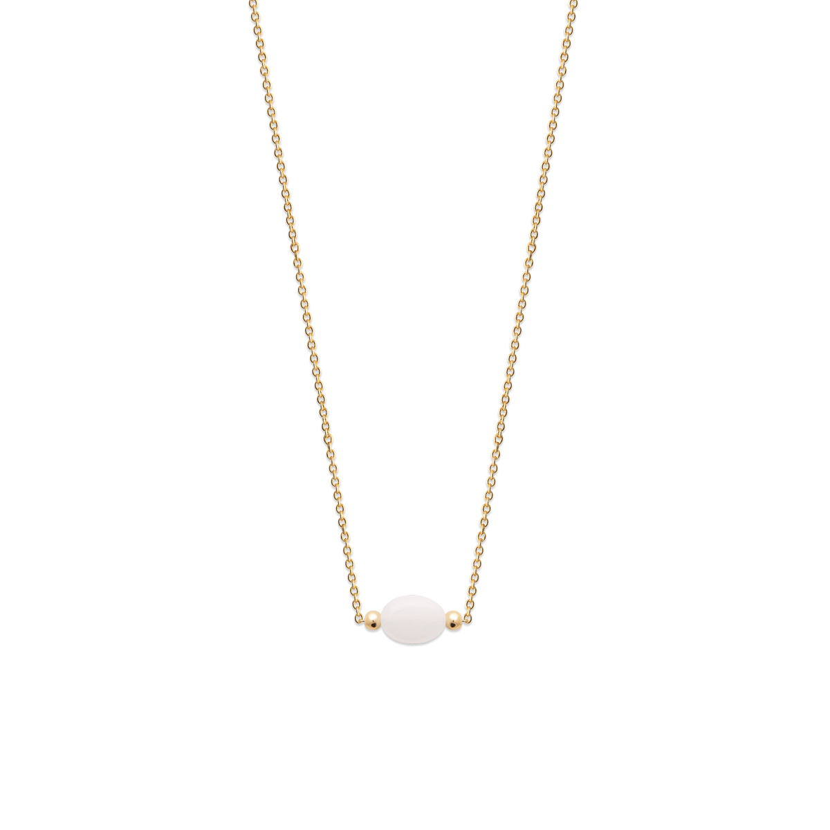 Mystigrey Serenity 18K Gold Plated  Necklace for Women Gold Available in Black Agate, Blue Amazonite, Pink Quartz, Purple Amethyst, White Moonstone, and Green Aventurine Small