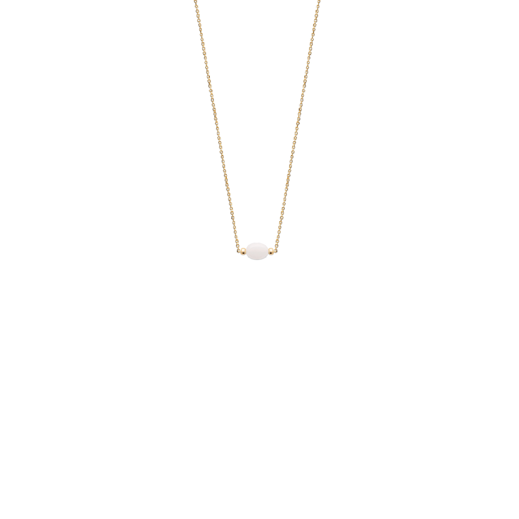 Mystigrey Serenity 18K Gold Plated  Necklace for Women Gold Available in Black Agate, Blue Amazonite, Pink Quartz, Purple Amethyst, White Moonstone, and Green Aventurine Small