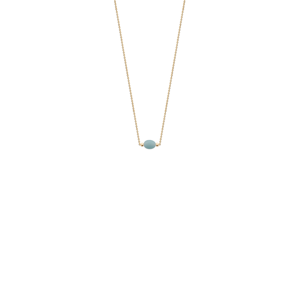 Mystigrey Serenity 18K Gold Plated  Necklace for Women Gold Available in Black Agate, Blue Amazonite, Pink Quartz, Purple Amethyst, White Moonstone, and Green Aventurine Small