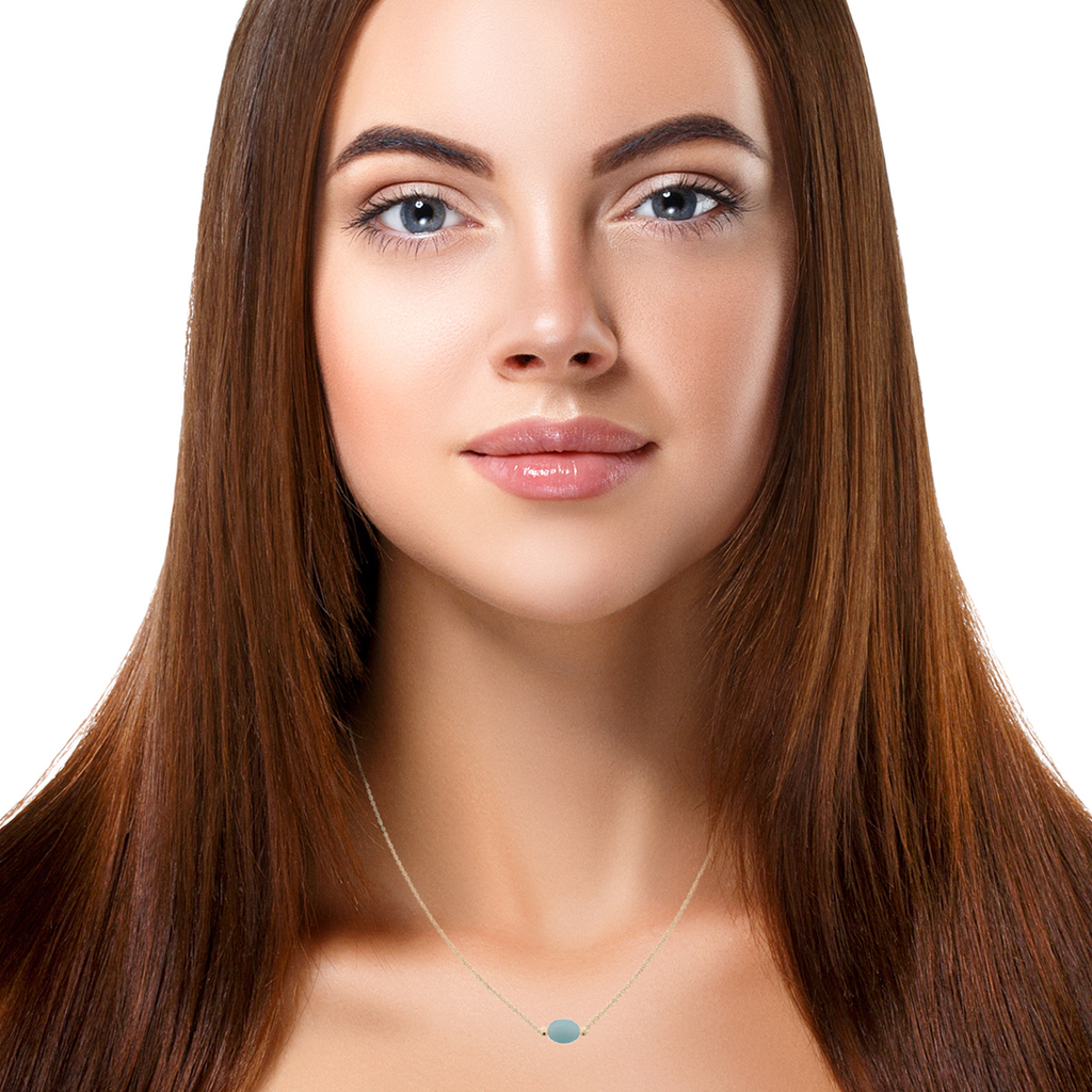 Mystigrey Serenity 18K Gold Plated  Necklace for Women Gold Available in Black Agate, Blue Amazonite, Pink Quartz, Purple Amethyst, White Moonstone, and Green Aventurine Small