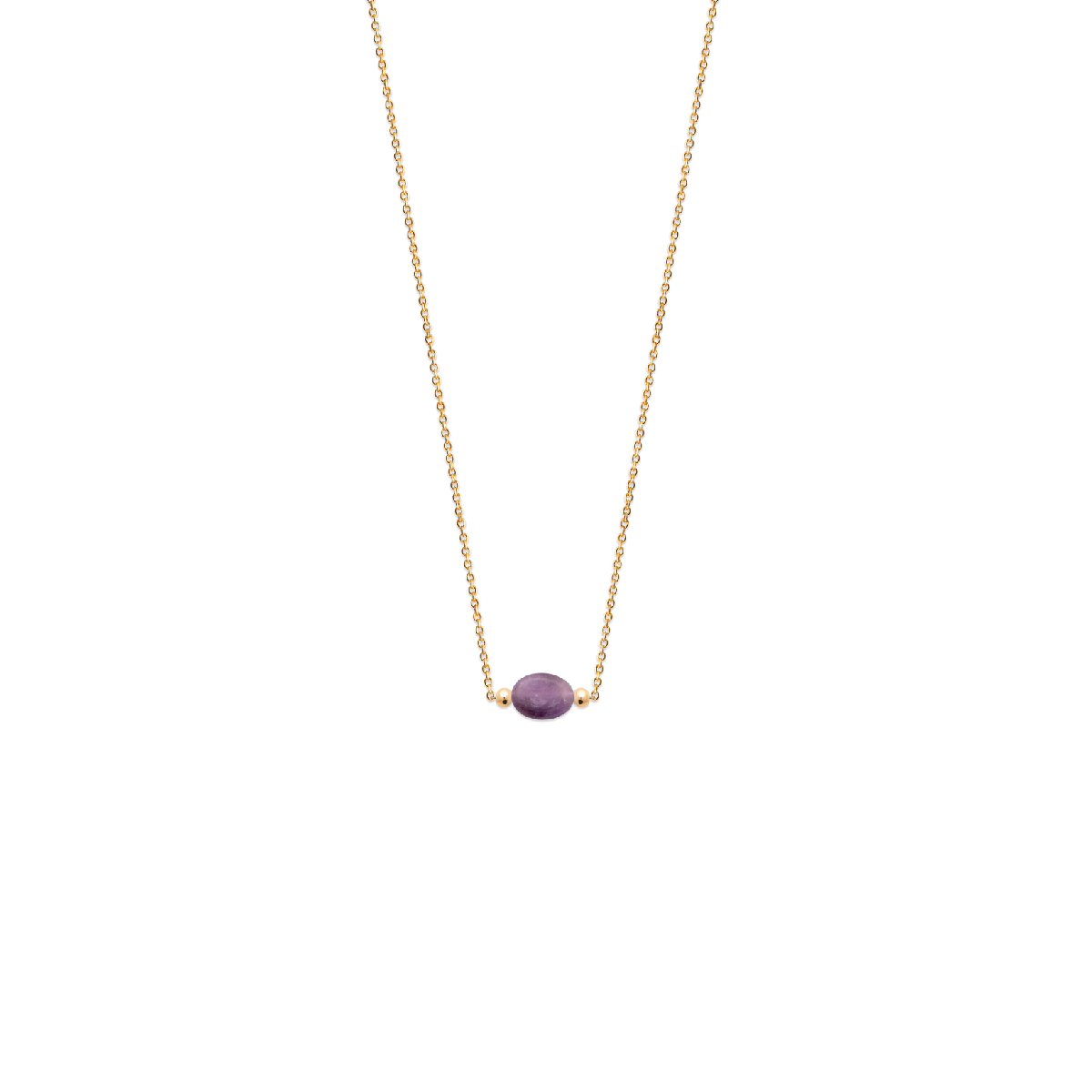 Mystigrey Serenity 18K Gold Plated  Necklace for Women Gold Available in Black Agate, Blue Amazonite, Pink Quartz, Purple Amethyst, White Moonstone, and Green Aventurine Small
