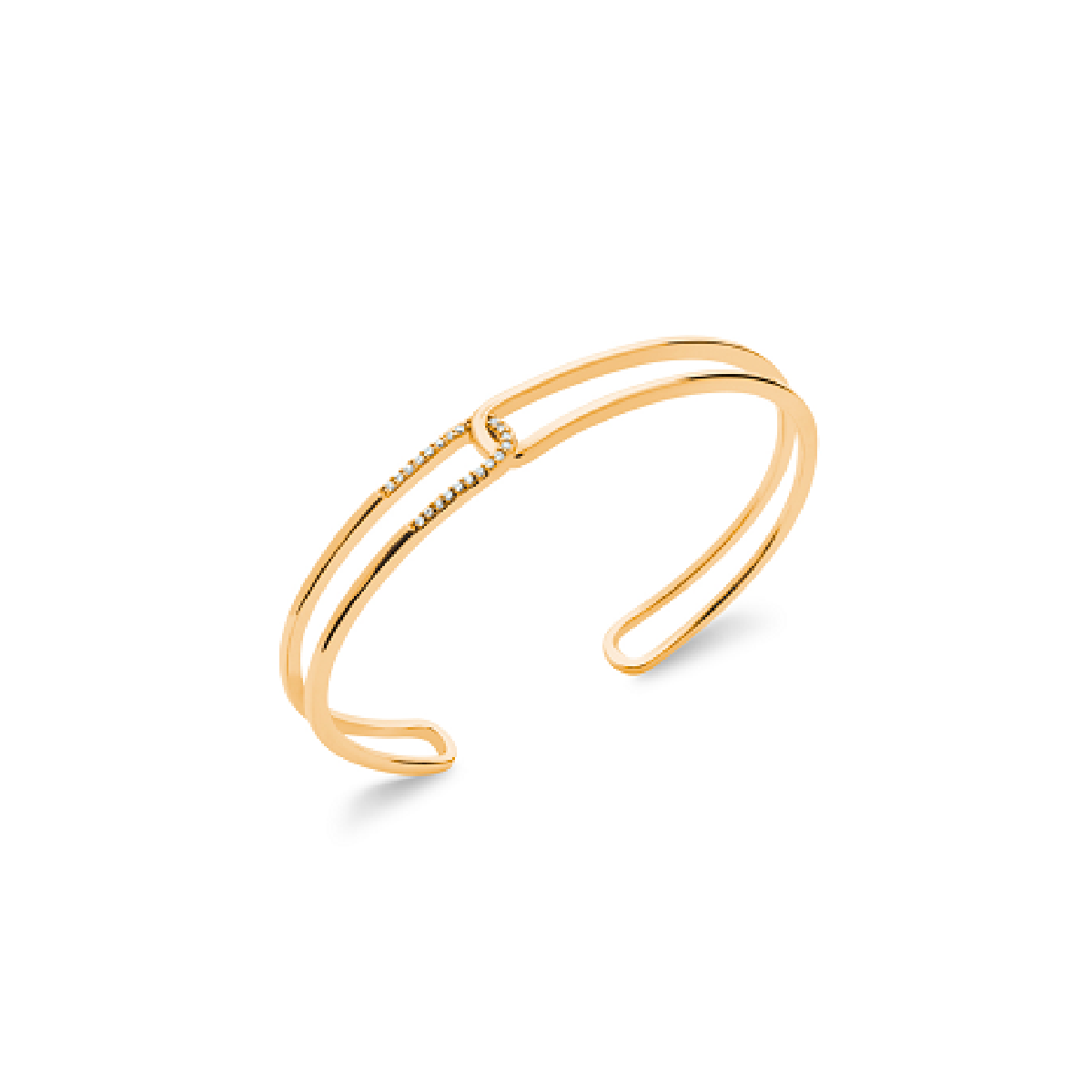 Mystigrey Mackenna .925 Sterling Silver Plated Rhodium and 18K Gold Plated Bangle for Women  with Cubic Zirconia