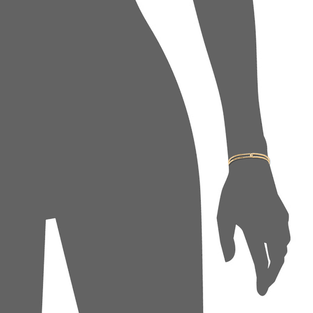 Mystigrey Mackenna .925 Sterling Silver Plated Rhodium and 18K Gold Plated Bangle for Women  with Cubic Zirconia