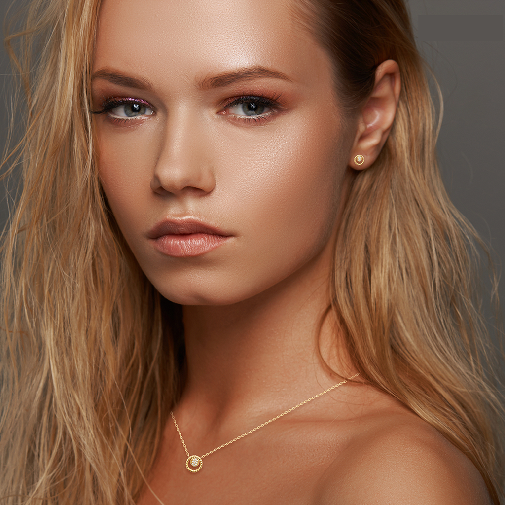 Mystigrey Myra .925 Sterling Silver Plated Rhodium and 18K Gold Plated Necklace for Women with Cubic Zirconia