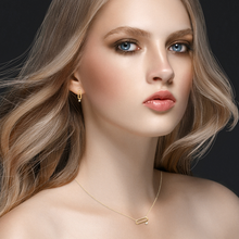 Load image into Gallery viewer, Mystigrey Mackenzie .925 Sterling Silver Plated Rhodium and 18K Gold Plated Necklace for Women with Cubic Zirconia
