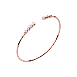 Mystigrey Elizabeth .925 Sterling Silver Plated Rhodium and 18K Gold Plated and 18K Rose Gold Plated Bangle for Women  with Cubic Zirconia