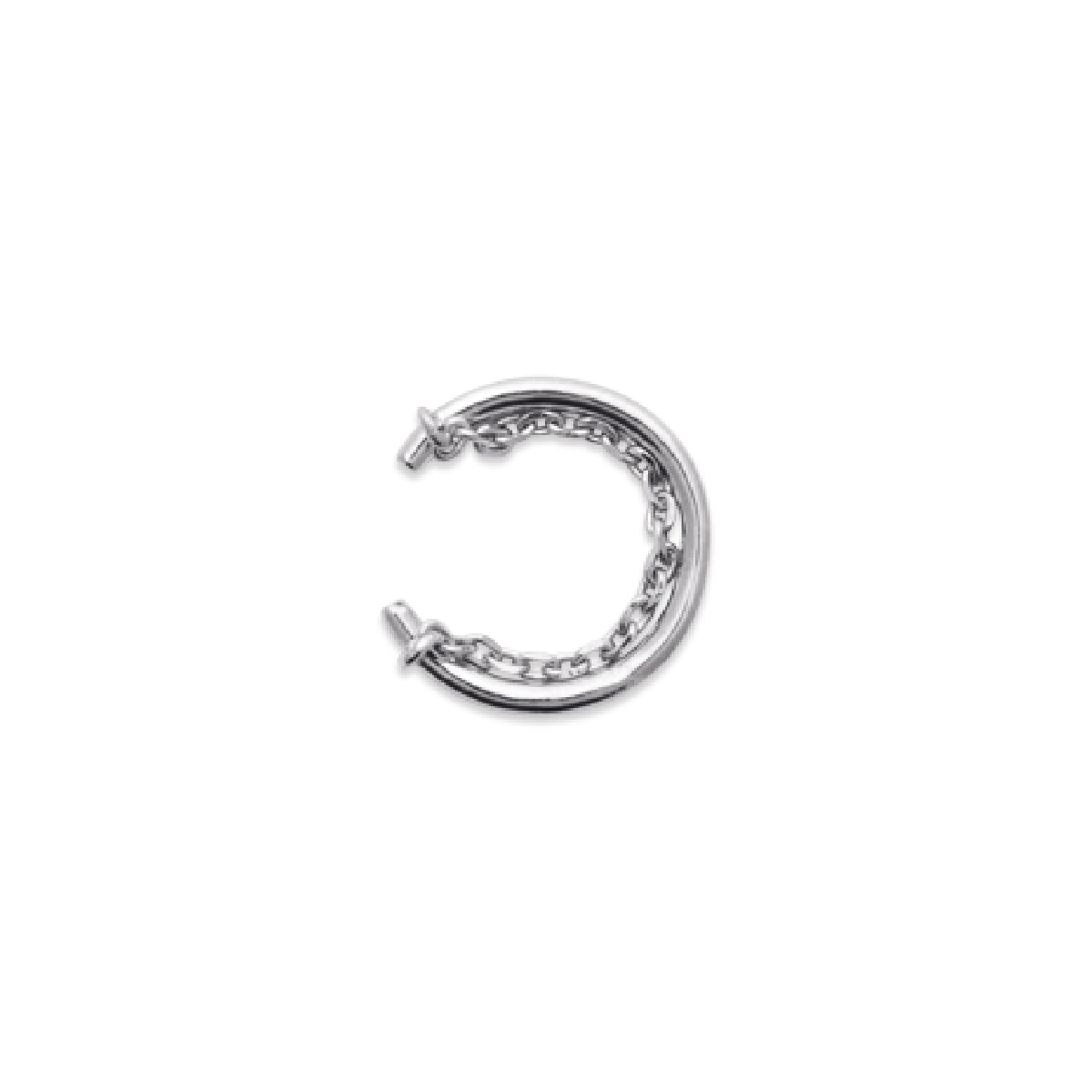 Mystigrey Oriel .925 Sterling Silver Plated Rhodium and 18K Gold Plated Cuff Earring with 2 Chains