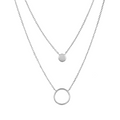 Mystigrey Oriel Double Circle .925 Sterling Silver Plated Rhodium and 18K Gold Plated Necklace
