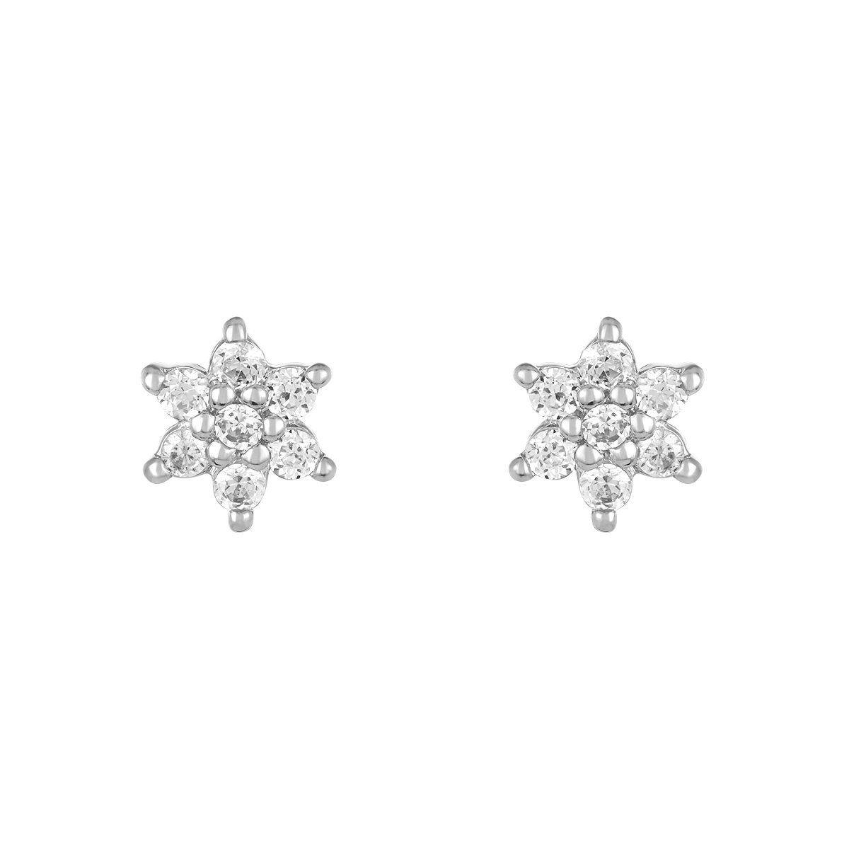 Mystigrey Polaris .925 Sterling Silver Plated Rhodium and 18K Gold Plated Star SnowFlakes Earrings for Women with Cubic Zirconia