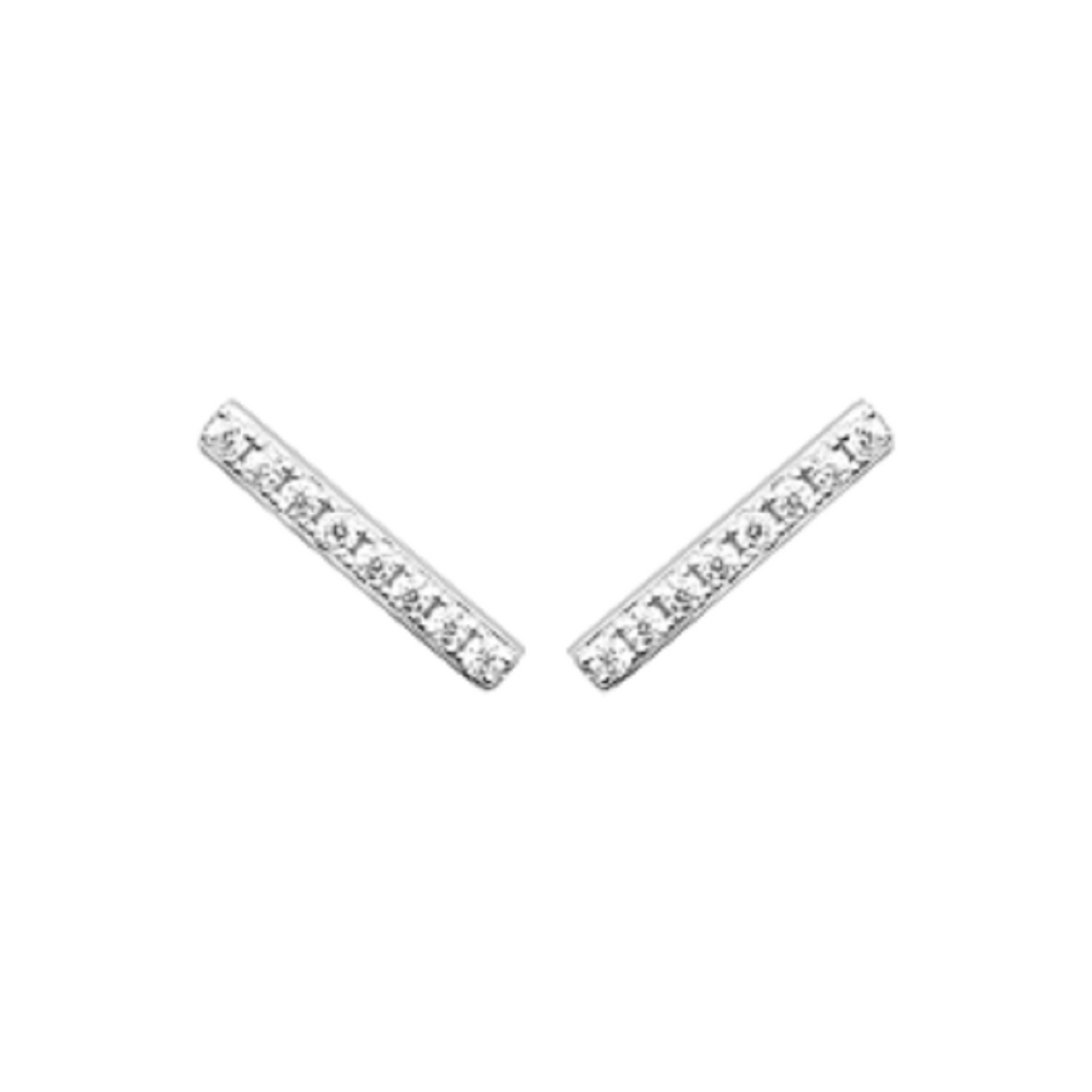 Mystigrey Gaelle .925 Sterling Silver Plated Rhodium and 18K Gold Plated Stud Earrings for Women with Cubic Zirconia