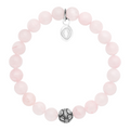 Rio Stainless Steel Bracelet Pink Quartz with Steel Bead   Small