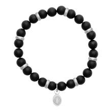 Load image into Gallery viewer, Rio Stainless Steel Bracelet Black Agate Mat  Large
