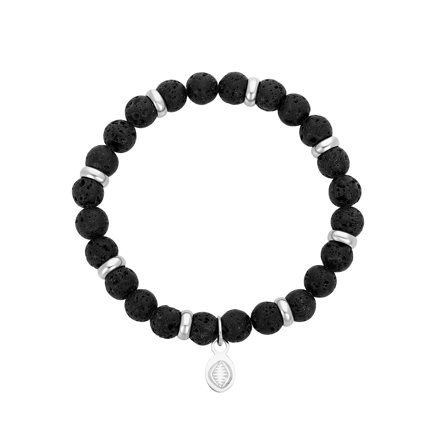 Mystigrey Rio Stainless Steel Bracelet for Men Lava Bead Black Large