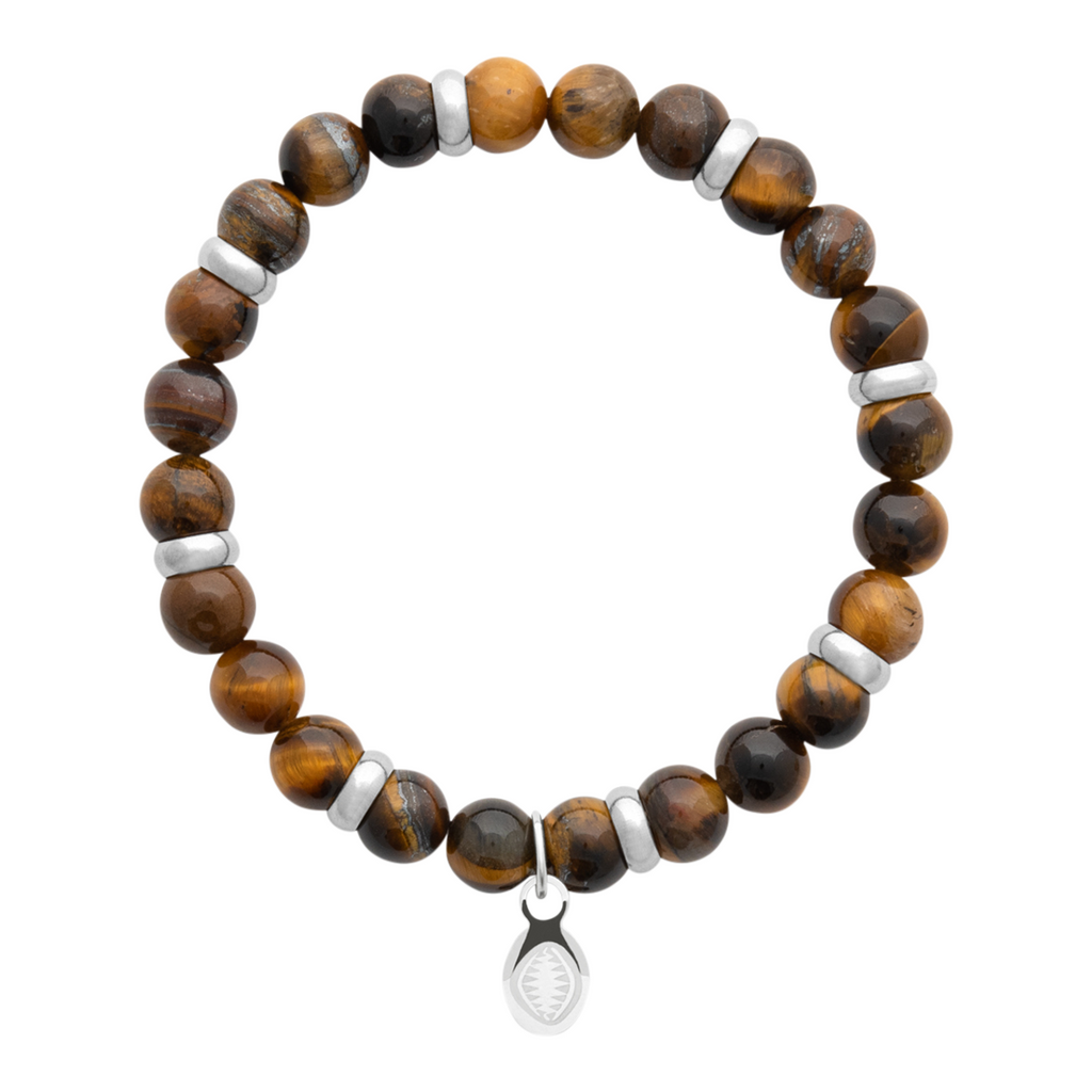 Rio Stainless Steel Bracelet Brown Tiger Eye  Large