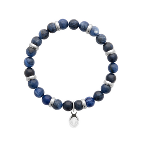 Mystigrey Rio Stainless Steel Bracelet for Men Blue Sodalite  Jasper Large