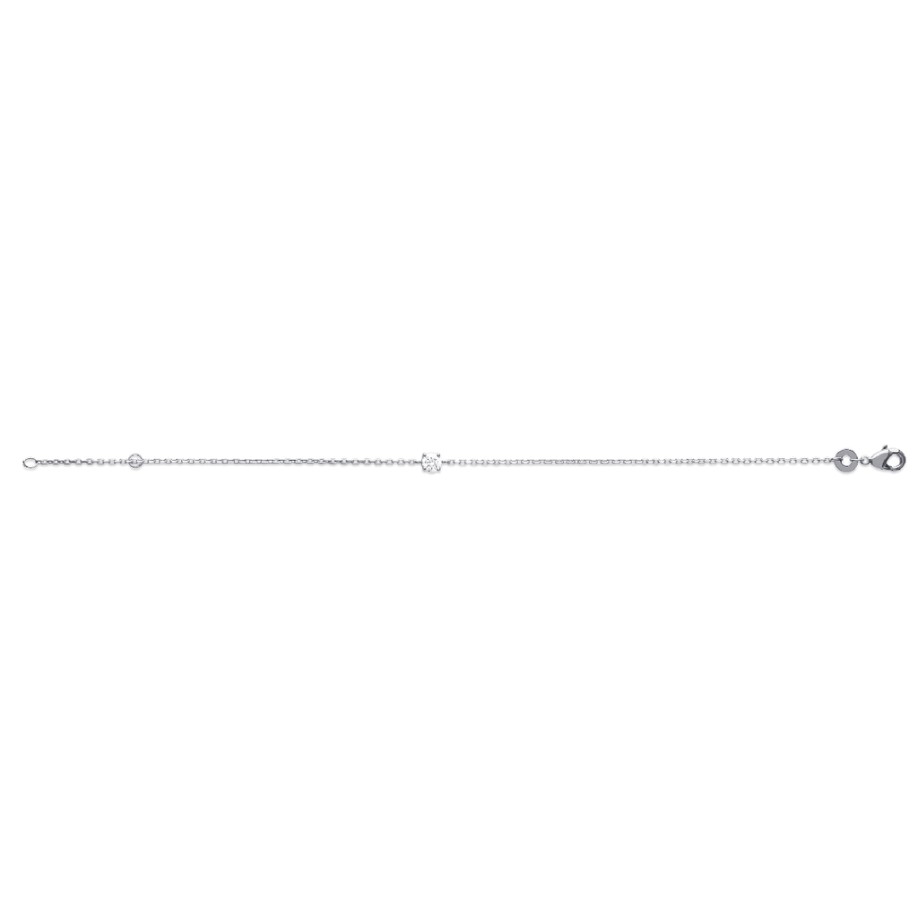 Mystigrey .925 Sterling Silver Plated Rhodium Bracelet for Women with Solitary Cubic Zirconia