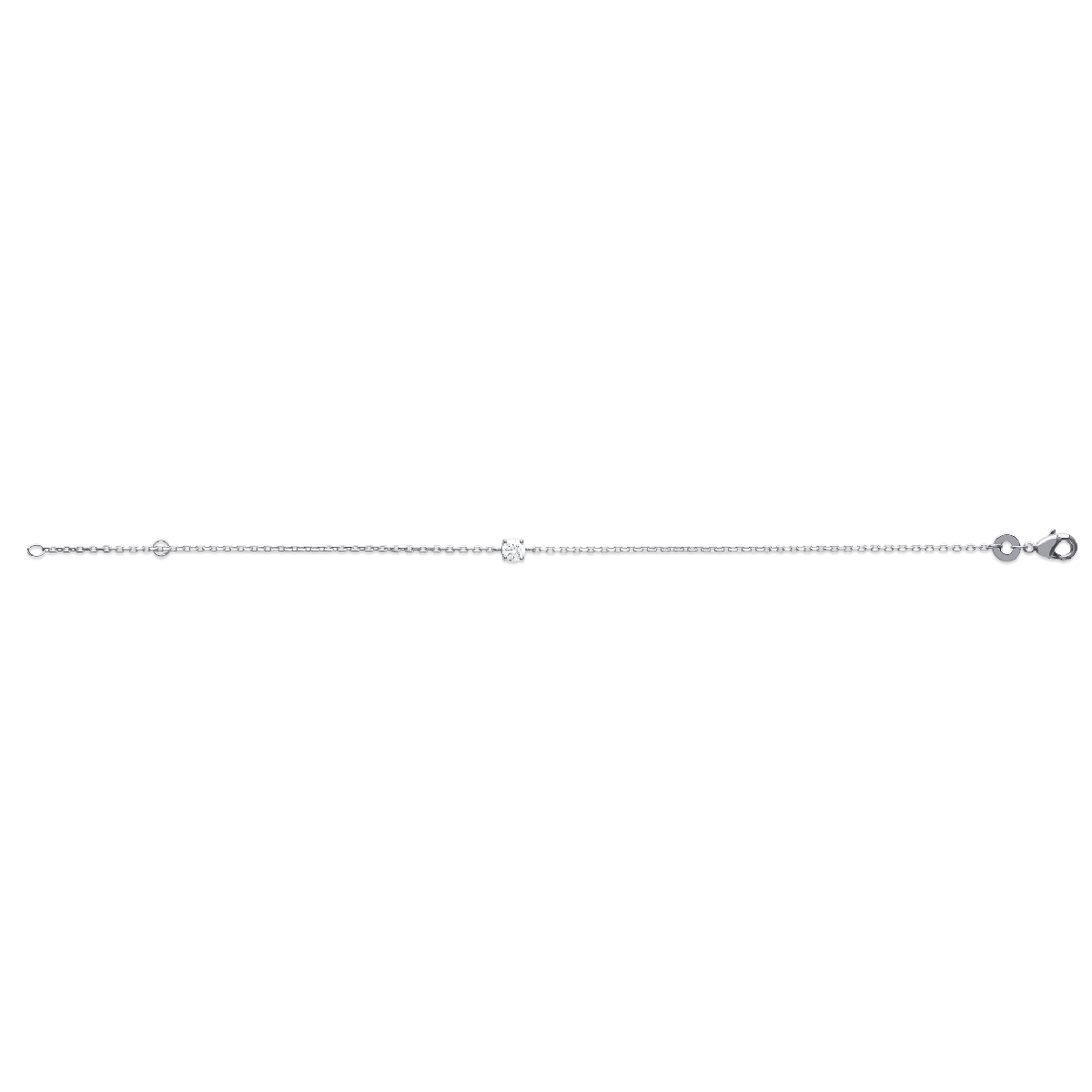Mystigrey .925 Sterling Silver Plated Rhodium Bracelet for Women with Solitary Cubic Zirconia