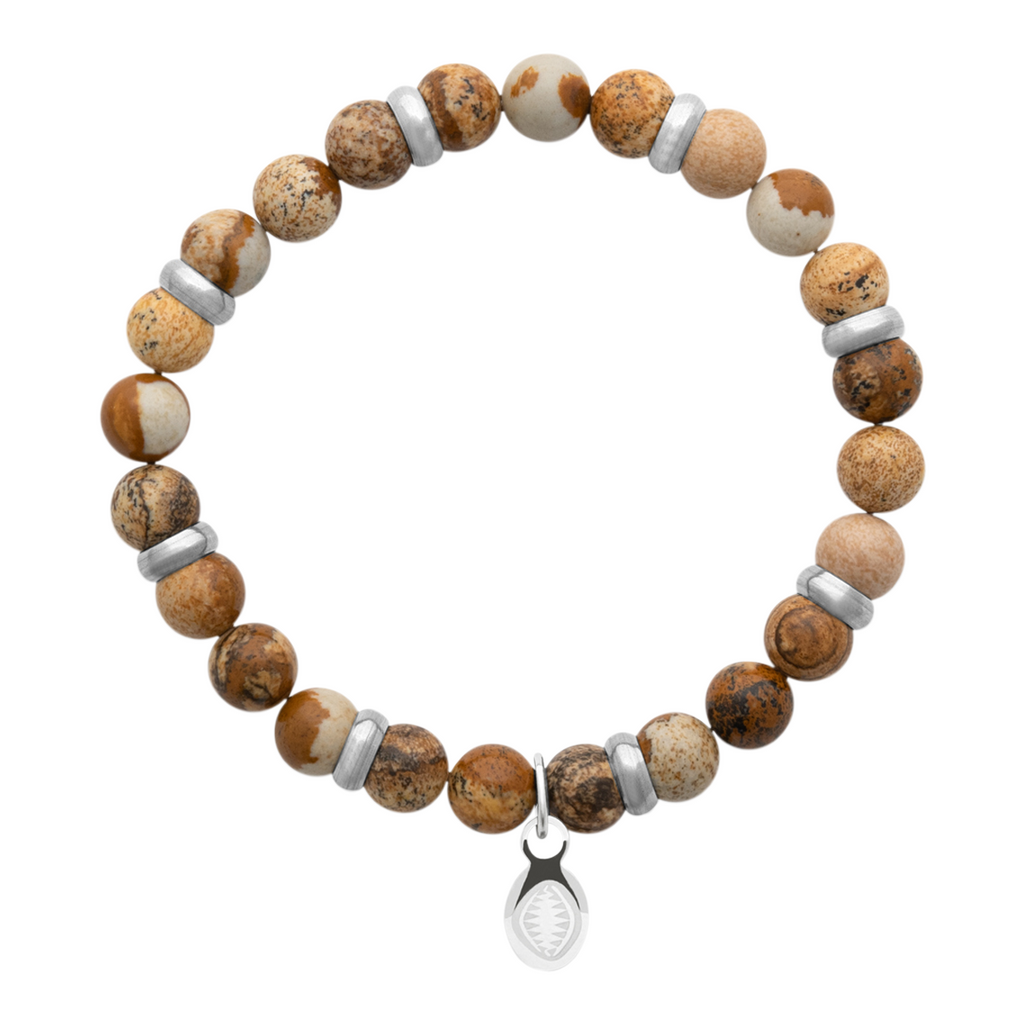 Rio Stainless Steel Bracelet Brown Jasper  Large