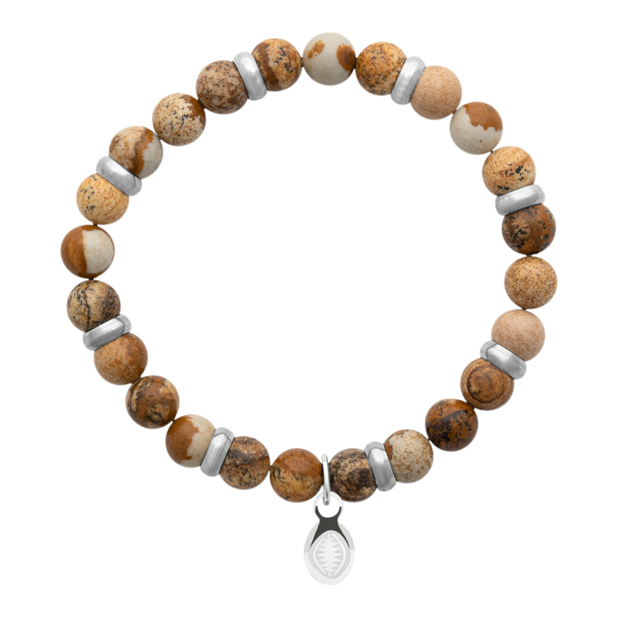 Rio Stainless Steel Bracelet Brown Jasper  Large