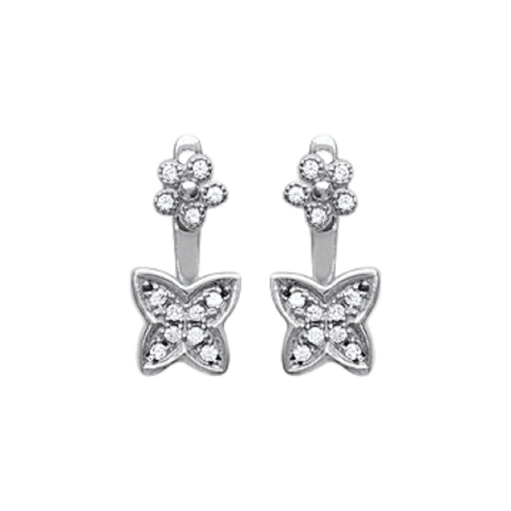 Butterfly Jacket Earrings in 925 Sterling Silver Plated Rhodium