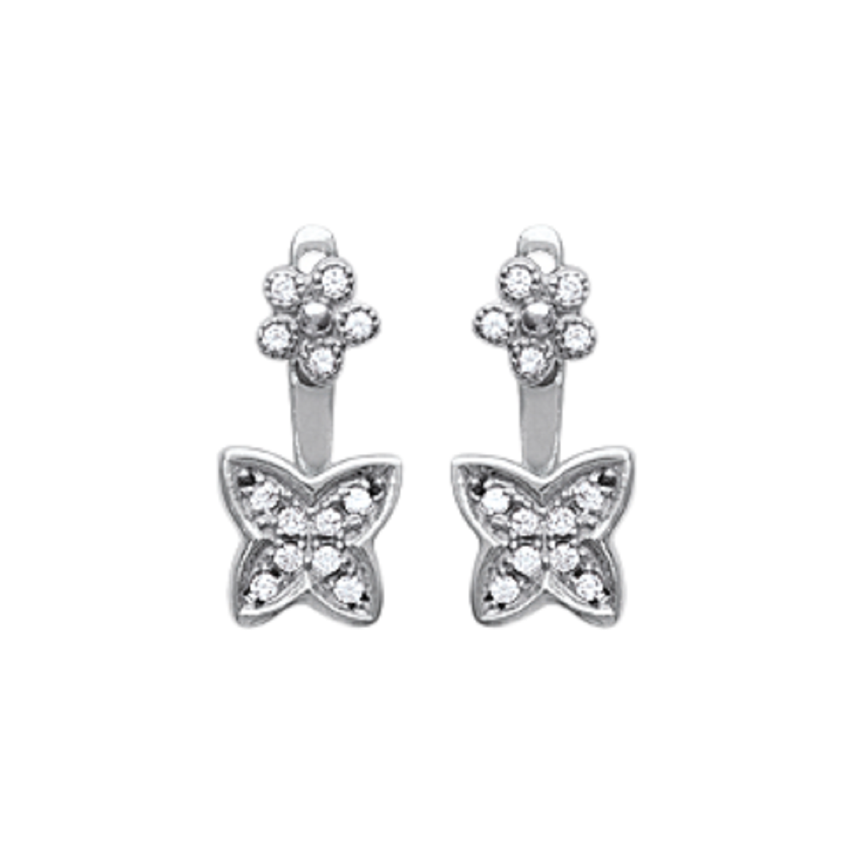 Butterfly Jacket Earrings in 925 Sterling Silver Plated Rhodium